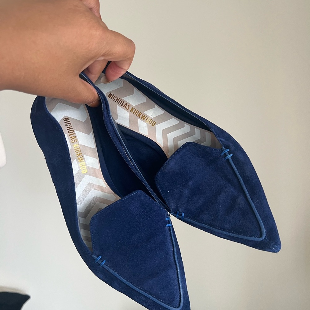 Nicholas Kirkwood Blue Suede Flats